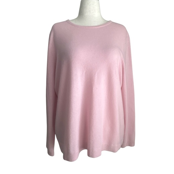 L.L. Bean Women’s 2X 100% Cashmere Sweater Pink Pullover Crew Neck Long Sleeve - Picture 1 of 11